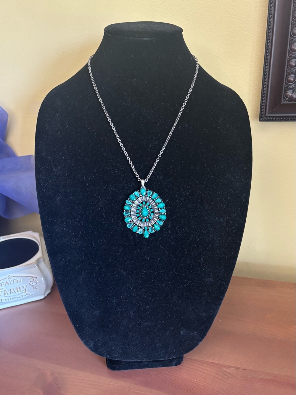 Blue/teal Color Statement Pendant Necklace